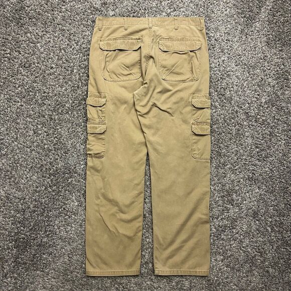 Vintage Wrangler Cargo Pants Military Baggy Fit y2k 36x32 (37x32) Beige Tan - Picture 8 of 9